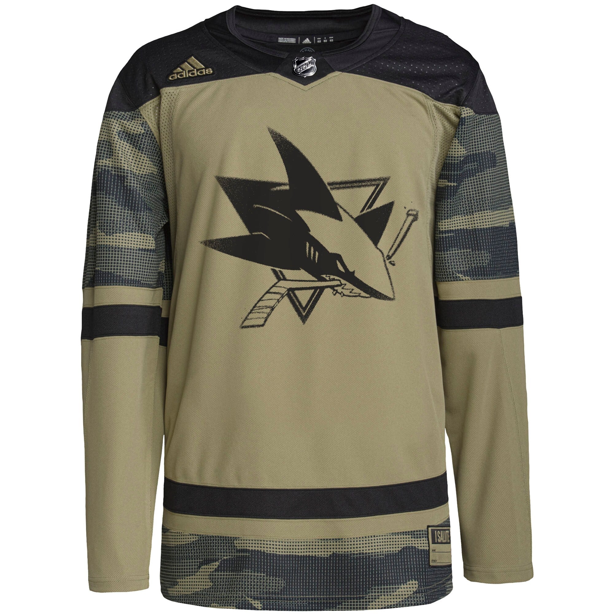 San Jose Sharks Military Appreciation Team Authentic Practice Jersey - Camo