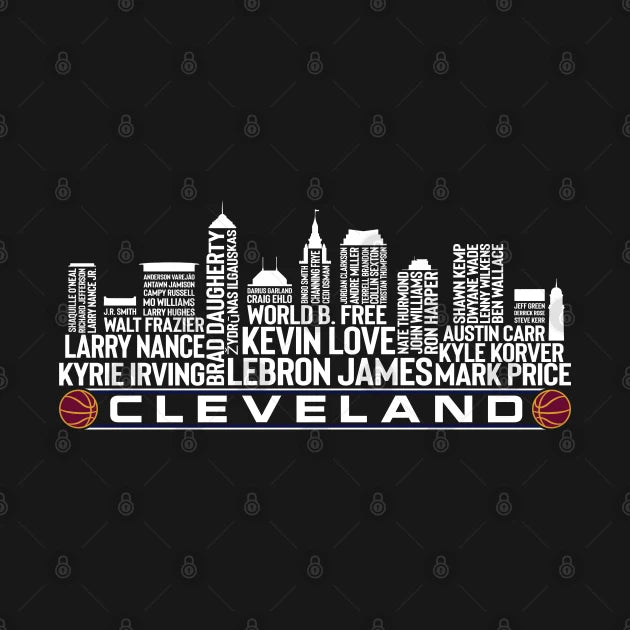 Cleveland Basketball Team All Time Legends, Cleveland City Skyline Hoodie