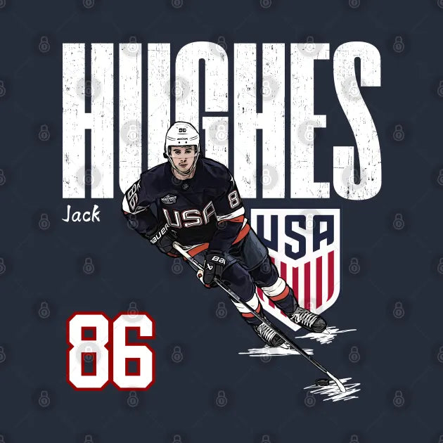 Usa Jack Hughes #86 Hockey Cartoon-Khjh8601 Hoodie