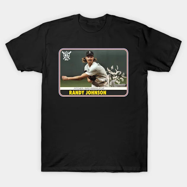 Randy Johnson Bird Annihilator Baseball Card T-Shirt