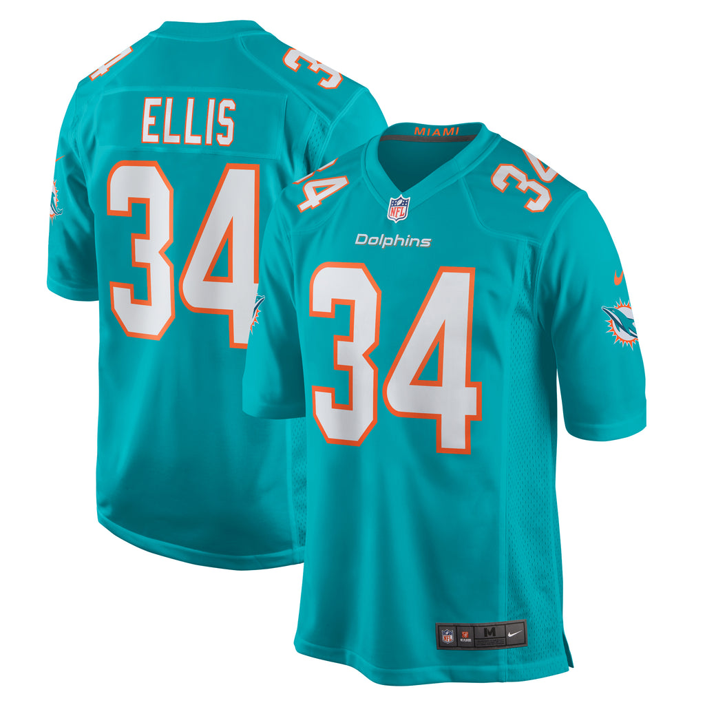 Tino Ellis Miami Dolphins Home Game Player Jersey - Aqua