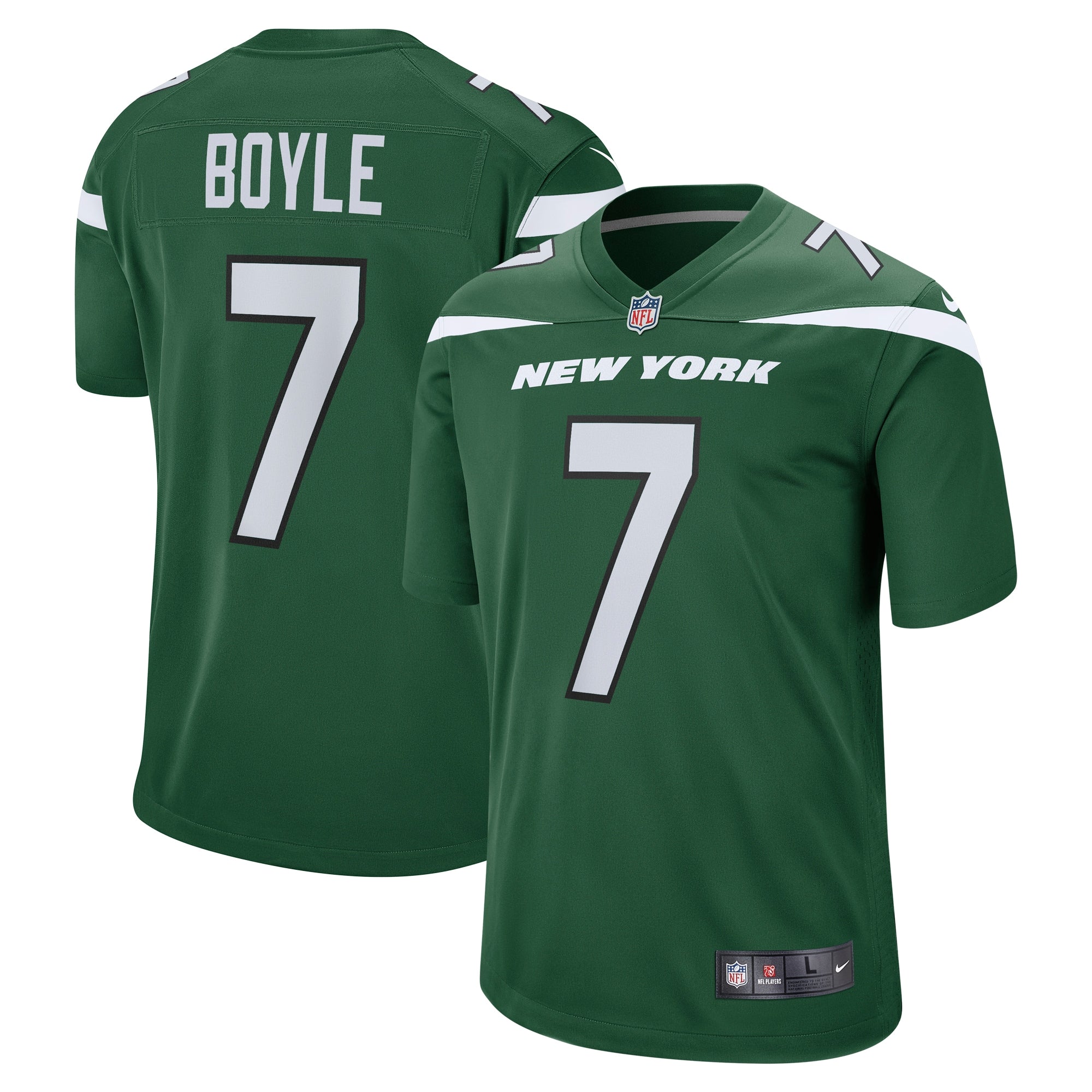 Tim Boyle New York Jets Game Jersey - Gotham Green