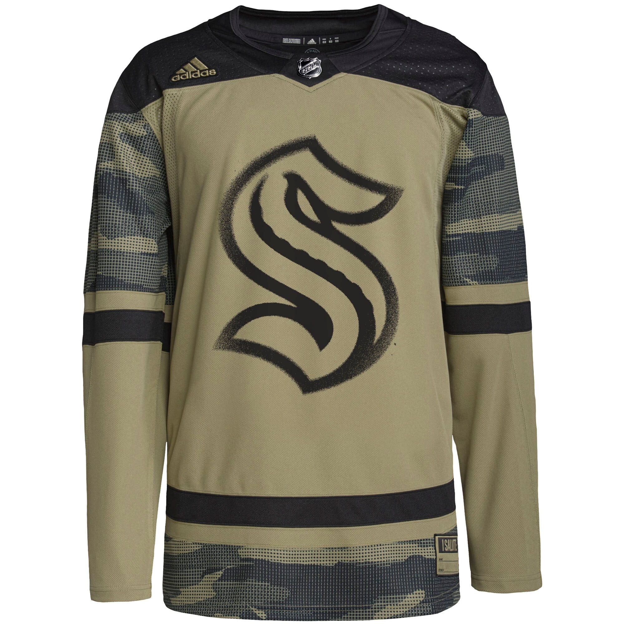 Seattle Kraken Military Appreciation Team Authentic Practice Jersey - Camo