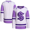 Seattle Kraken Hockey Fights Cancer Primegreen Authentic Blank Practice Jersey - White/Purple