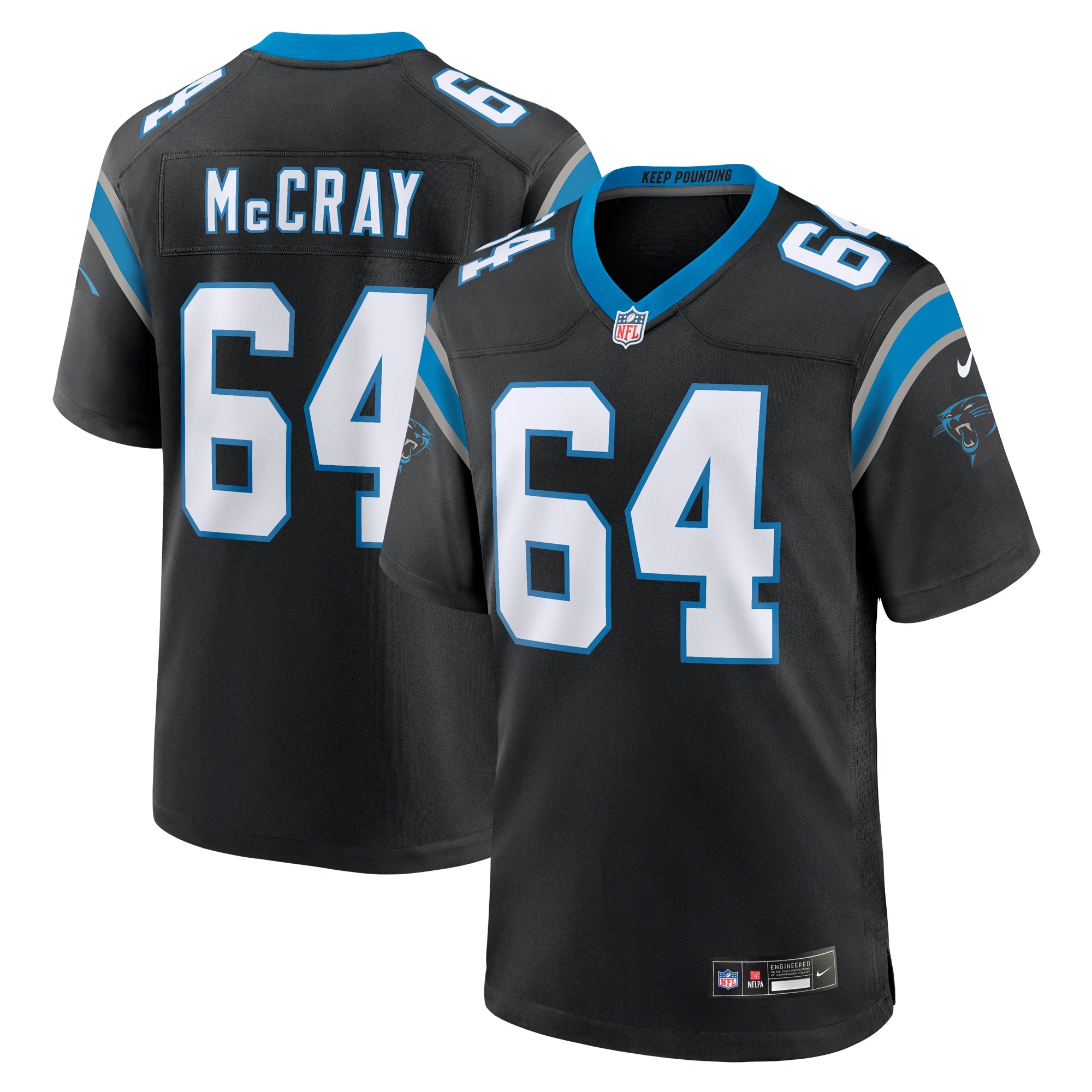 Justin McCray Carolina Panthers Team Game Jersey - Black