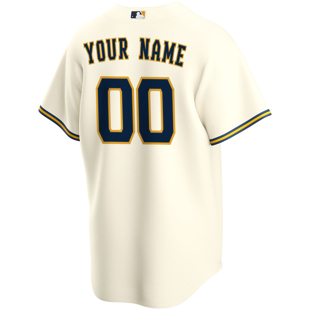 Milwaukee Brewers Home Replica Custom Jersey - Cream