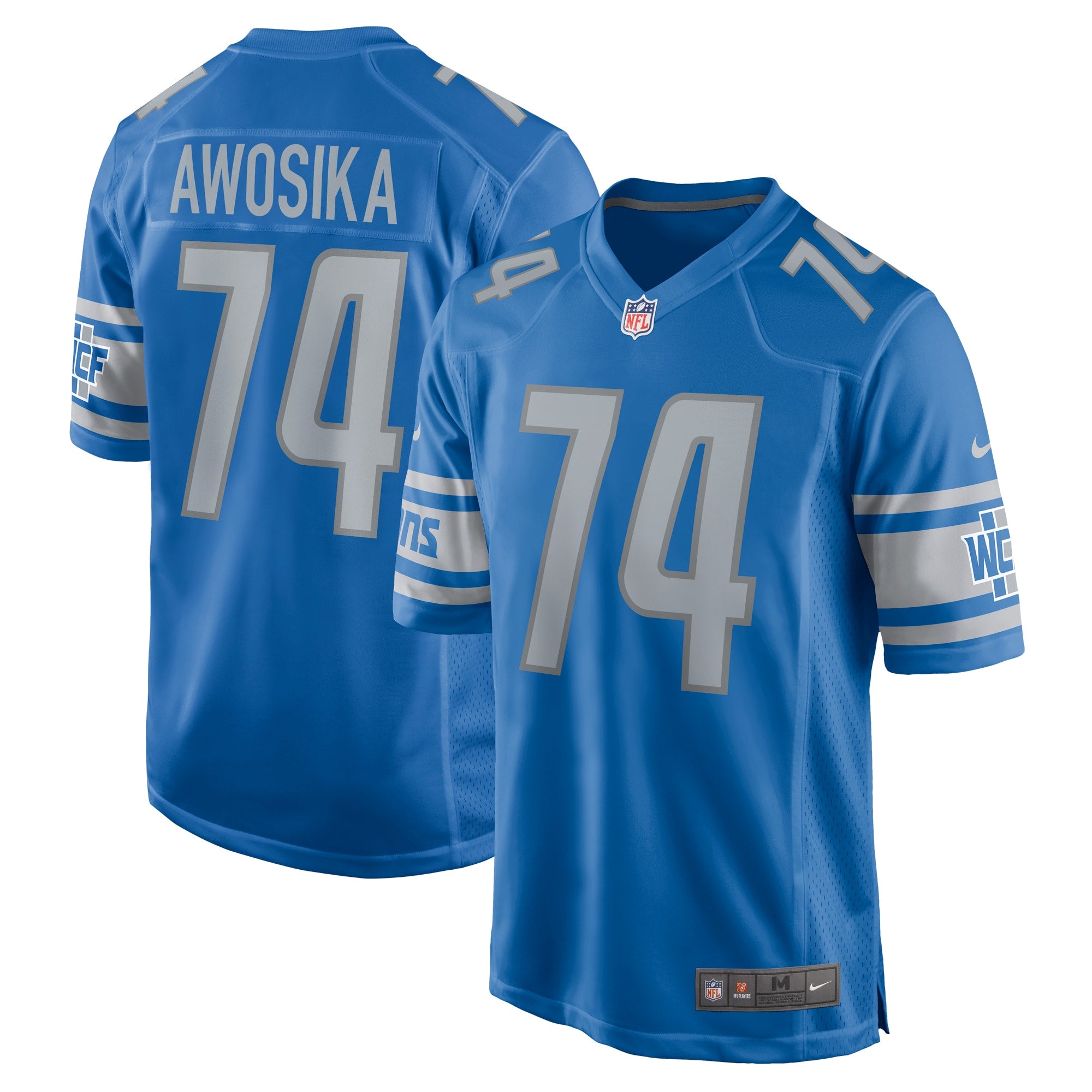 Kayode Awosika Detroit Lions Home Game Player Jersey - Blue