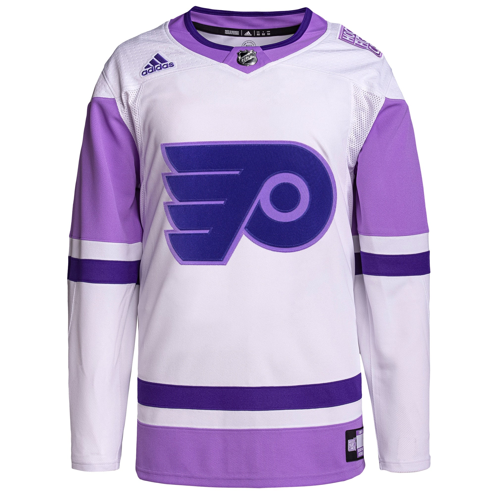 Philadelphia Flyers Hockey Fights Cancer Primegreen Authentic Blank Practice Jersey - White/Purple