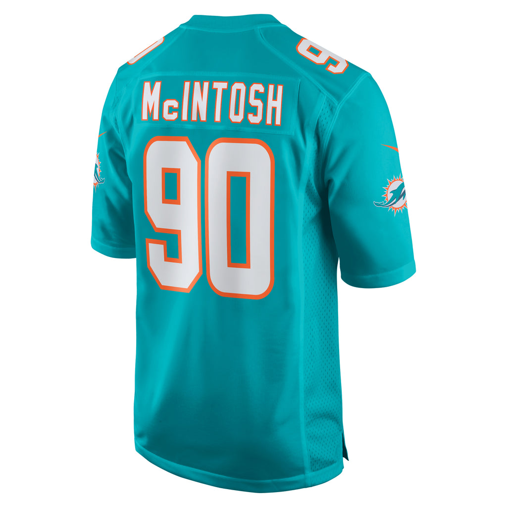 RJ McIntosh Miami Dolphins Home Game Player Jersey - Aqua