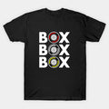 Box Box Box F1 Tyre Compound White Text Design T-Shirt