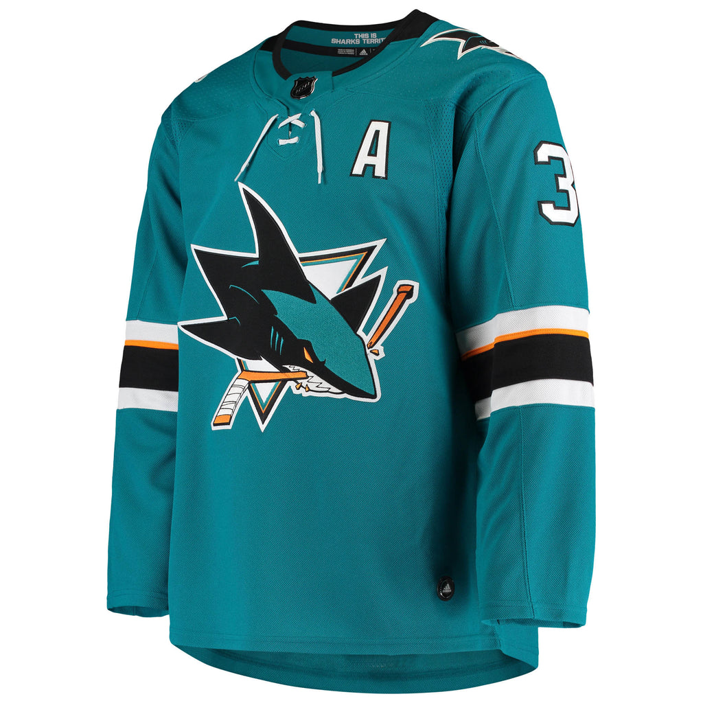 Logan Couture San Jose Sharks Home Authentic Alternate Captain Player Jersey - Teal
