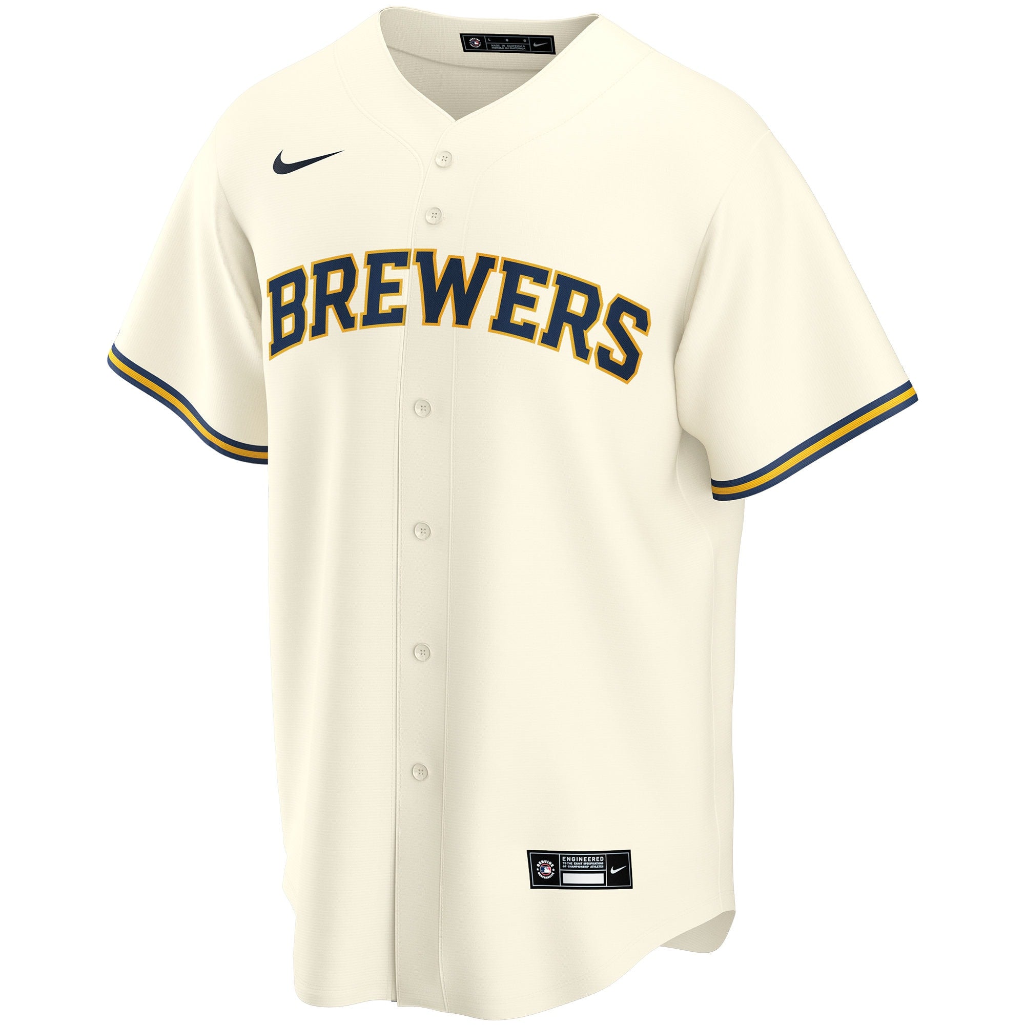 Milwaukee Brewers Home Replica Custom Jersey - Cream