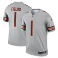 Men's Chicago Bears Justin Fields Inverted Legend Jersey Silver