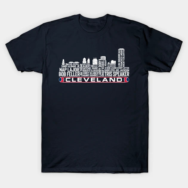 Cleveland Baseball Team All Time Legends, Cleveland City Skyline T-Shirt