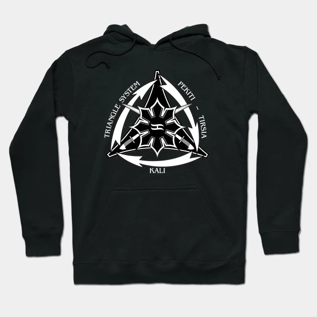 Triangle System With Swords And White Arrows Hoodie