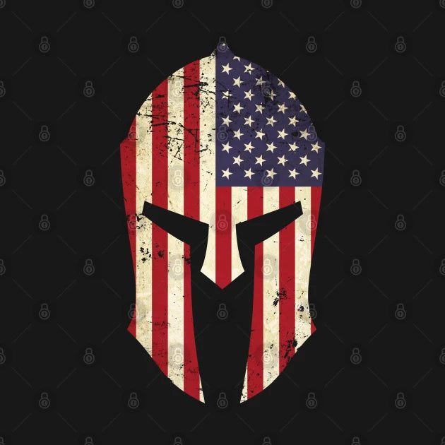 Spartan Helmet American Flag Distressed Warrior Hoodie