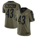 Troy Polamalu Pittsburgh Steelers 2021 Salute To Service Retired Player Limited Jersey - Olive