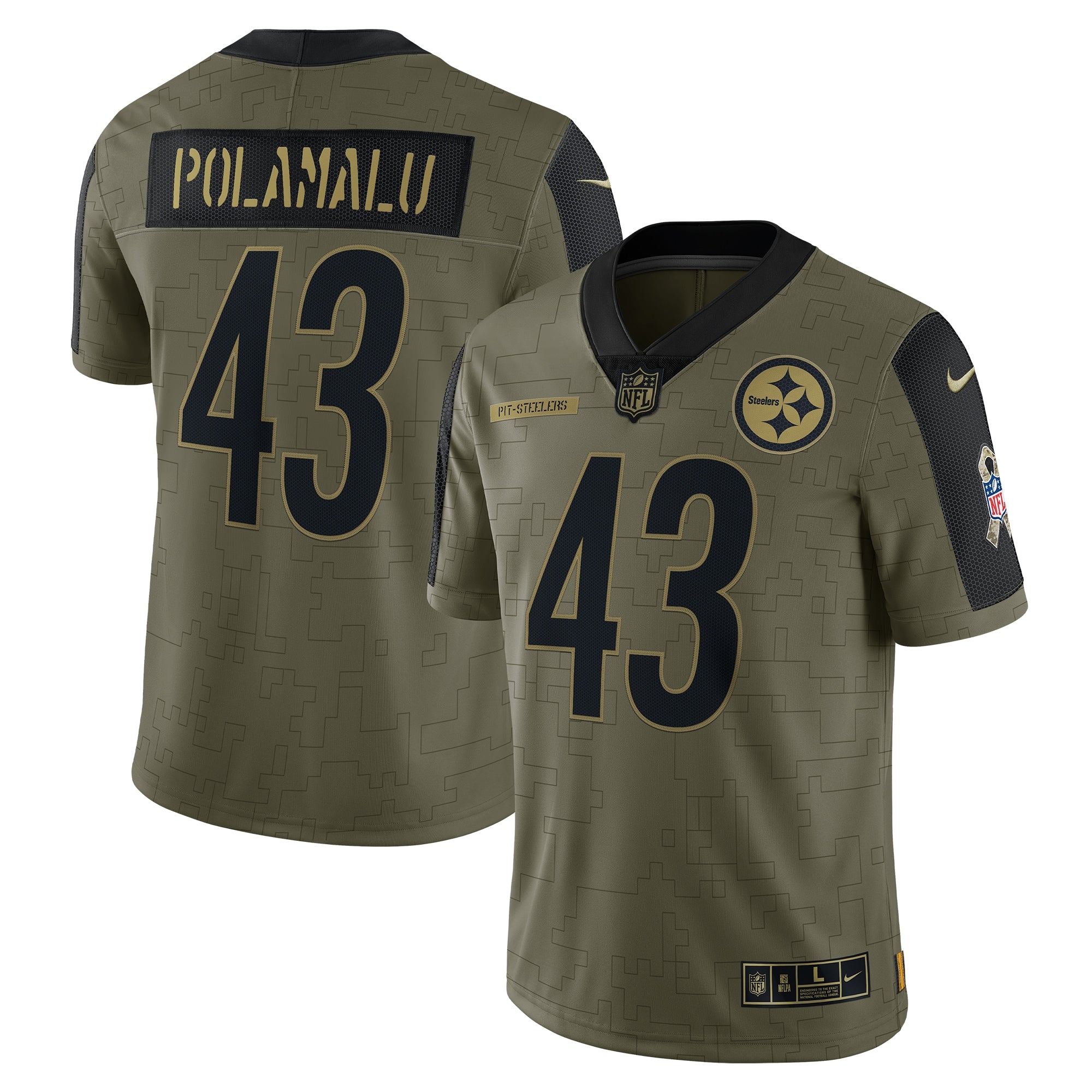 Troy Polamalu Pittsburgh Steelers 2021 Salute To Service Retired Player Limited Jersey - Olive
