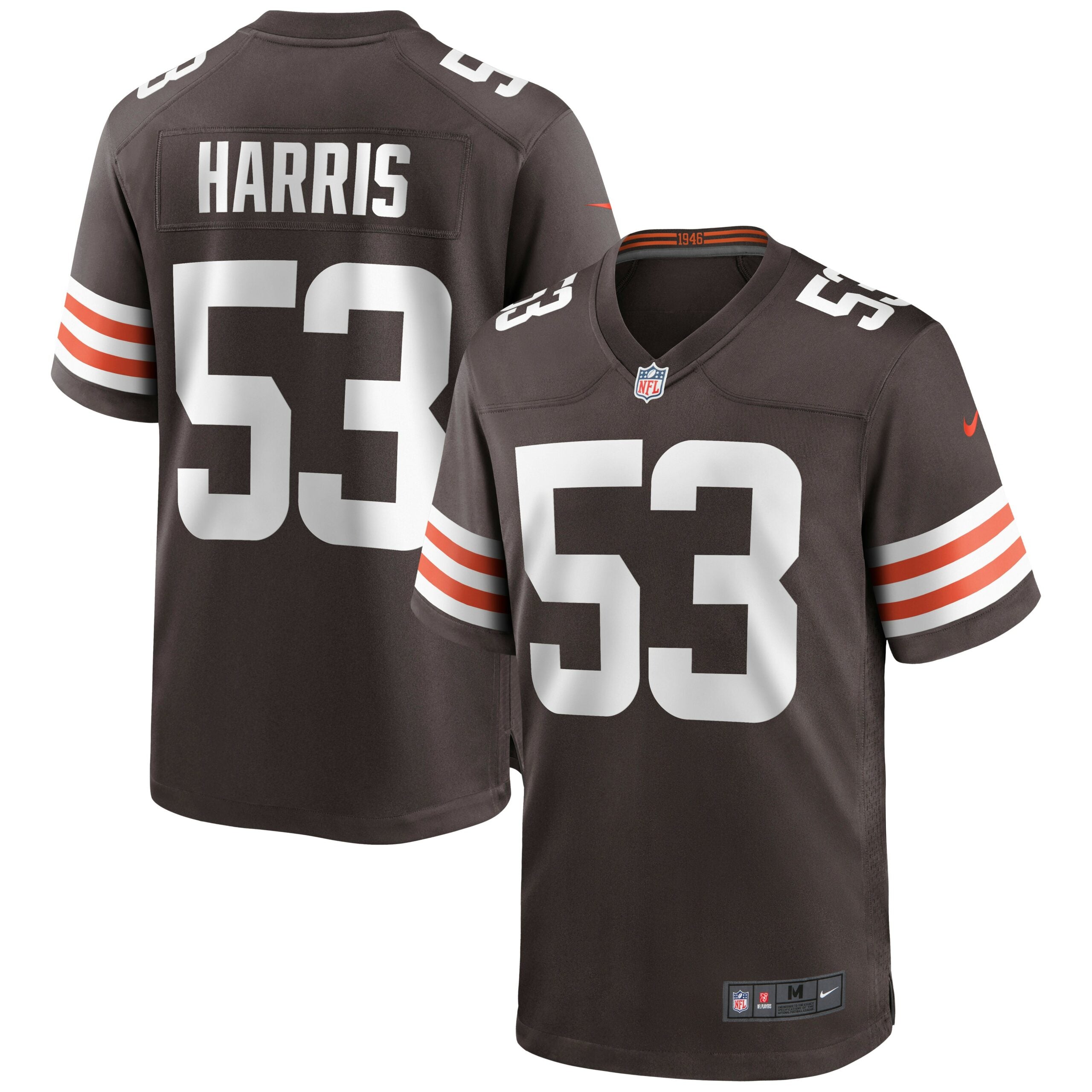 Nick Harris Cleveland Browns Game Jersey - Brown
