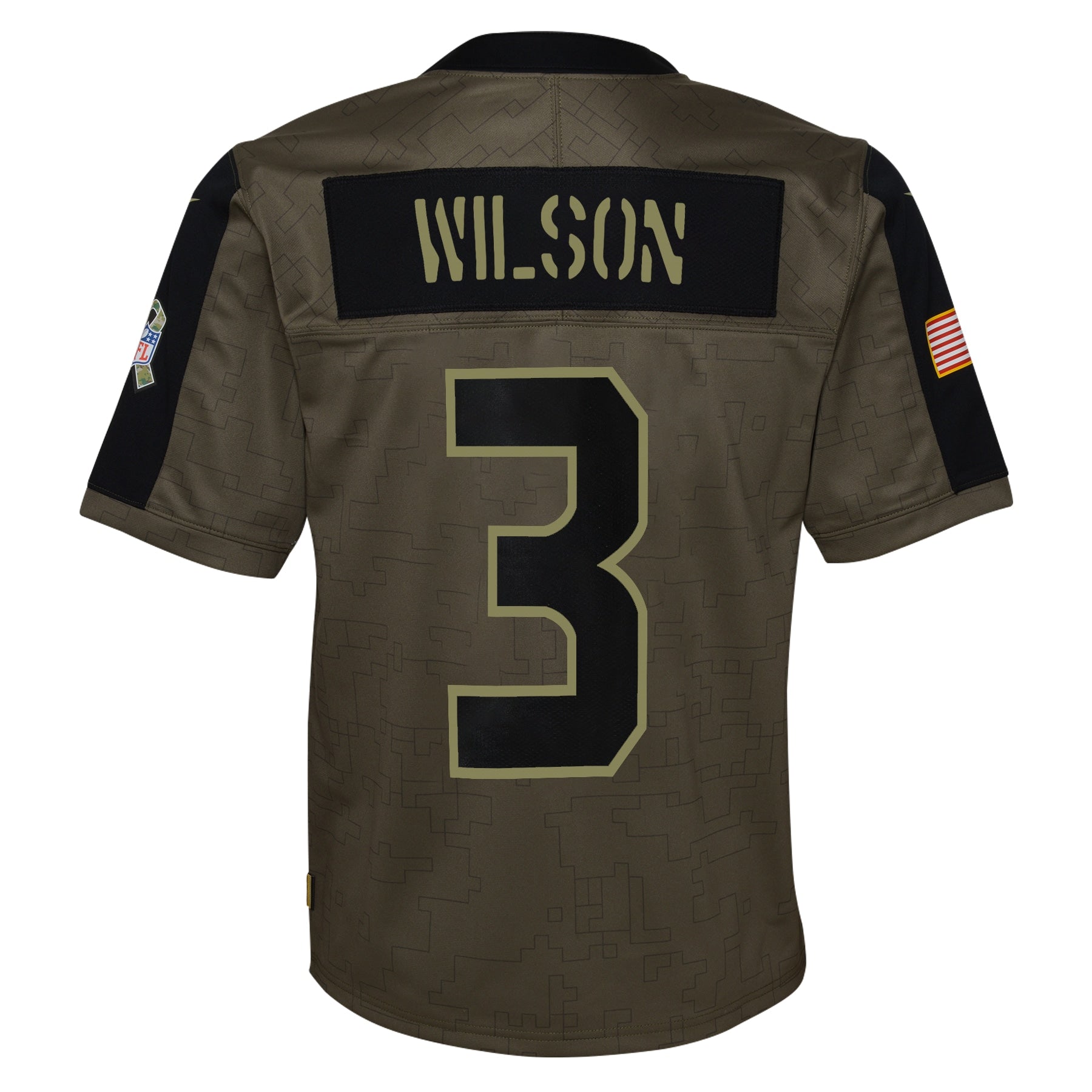Russell Wilson Seattle Seahawks Youth 2021 Salute To Service Game Jersey - Olive