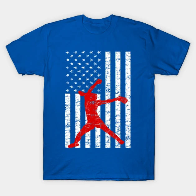 Softball Pitching American Flag Fastpitch Softball Pitcher T-Shirt
