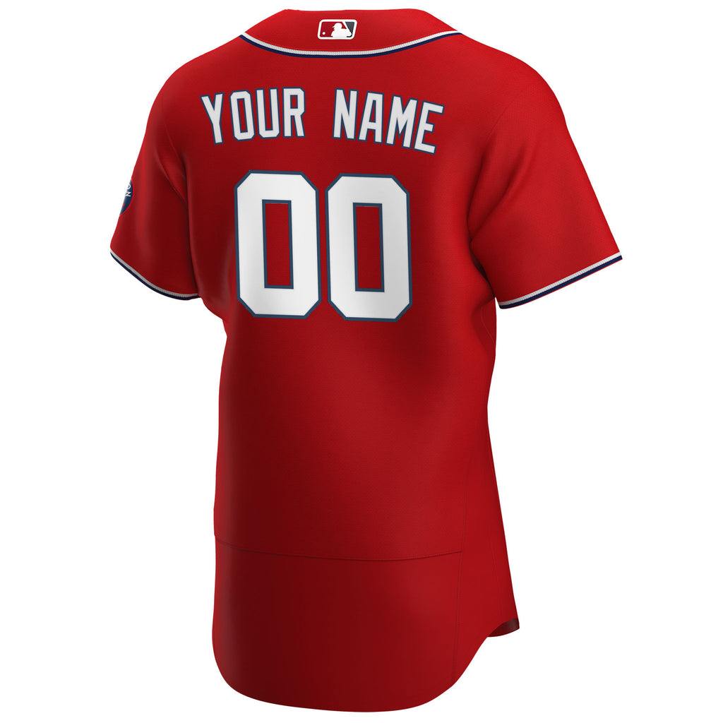 Washington Nationals Alternate Authentic Custom Patch Jersey - Scarlet