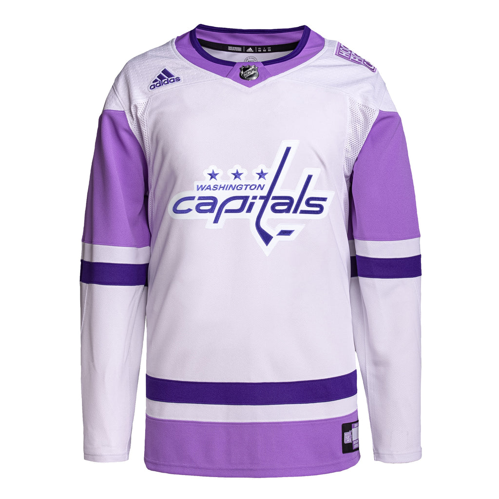 Washington Capitals Hockey Fights Cancer Primegreen Authentic Blank Practice Jersey - White/Purple
