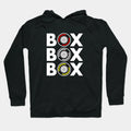 Box Box Box F1 Tyre Compound White Text Design Hoodie