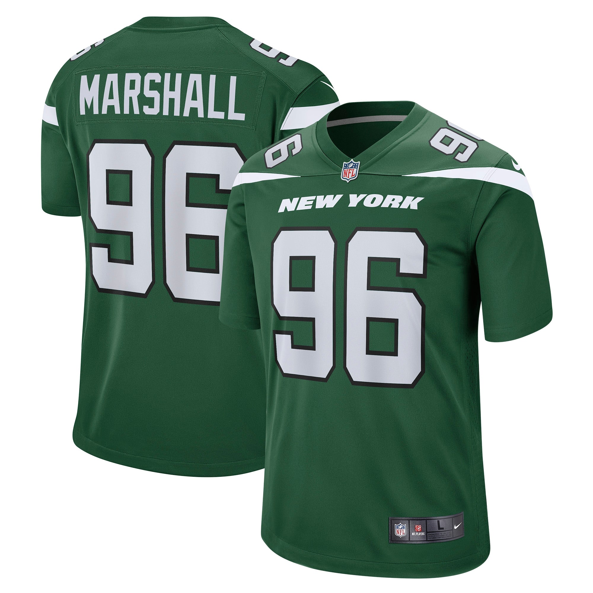 Jonathan Marshall New York Jets Game Jersey - Gotham Green
