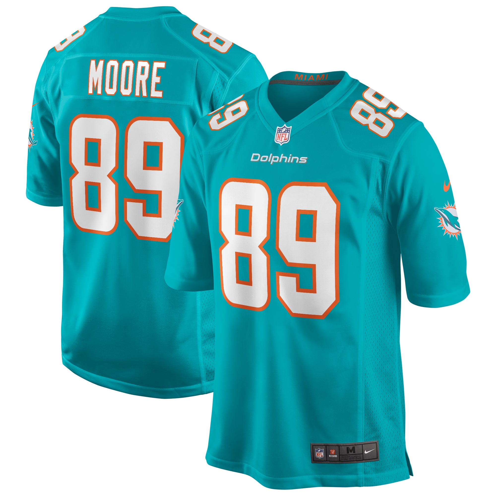 Nat Moore Miami Dolphins Game Retired Player Jersey - Aqua