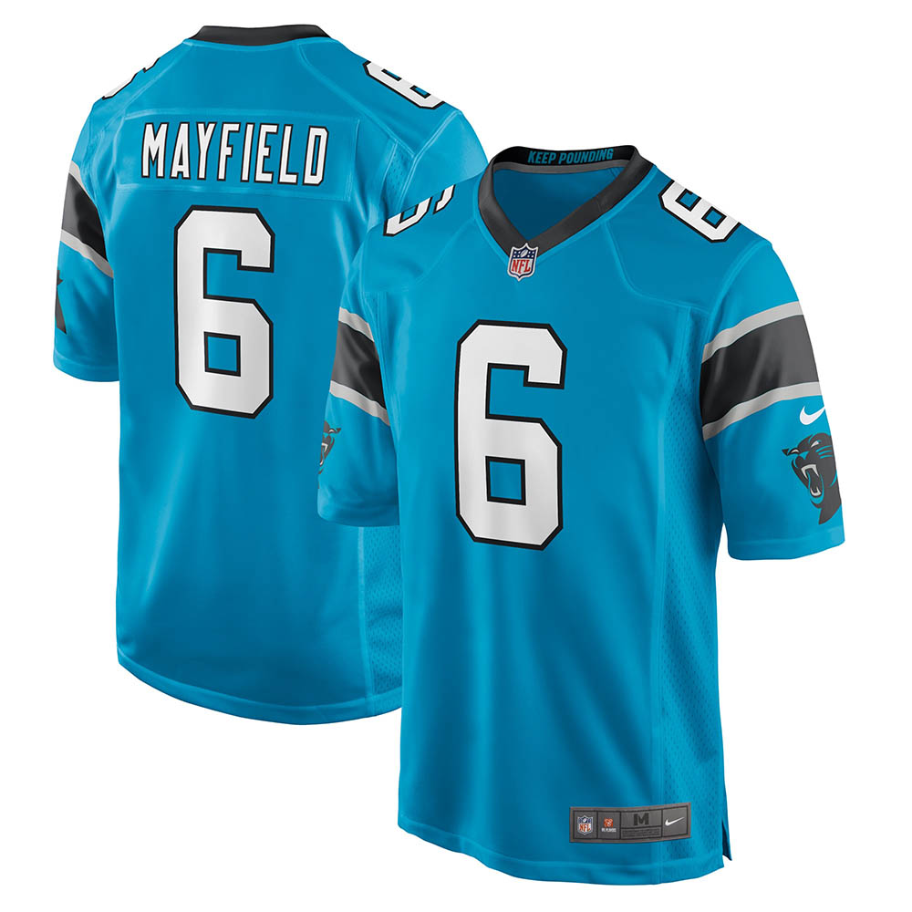 Men's Carolina Panthers Baker Mayfield Alternate Player Game Jersey Blue