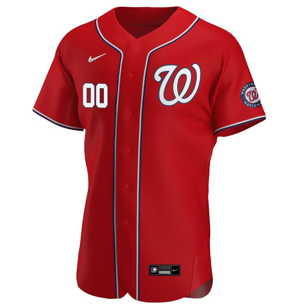 Washington Nationals Alternate Authentic Custom Patch Jersey - Scarlet