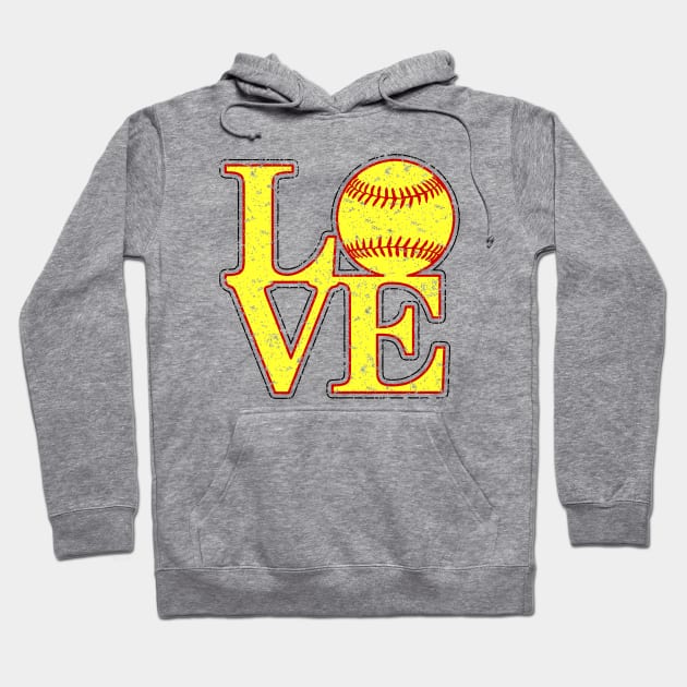 Vintage Love Girl'S Softball Fastpitch Softball Lover Fast Pitch Hoodie
