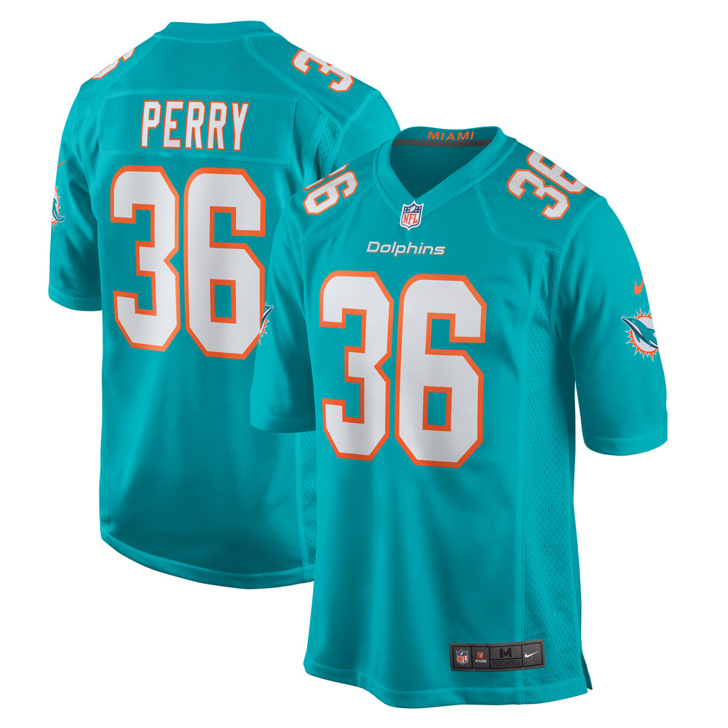 Jamal Perry Miami Dolphins Home Game Player Jersey - Aqua