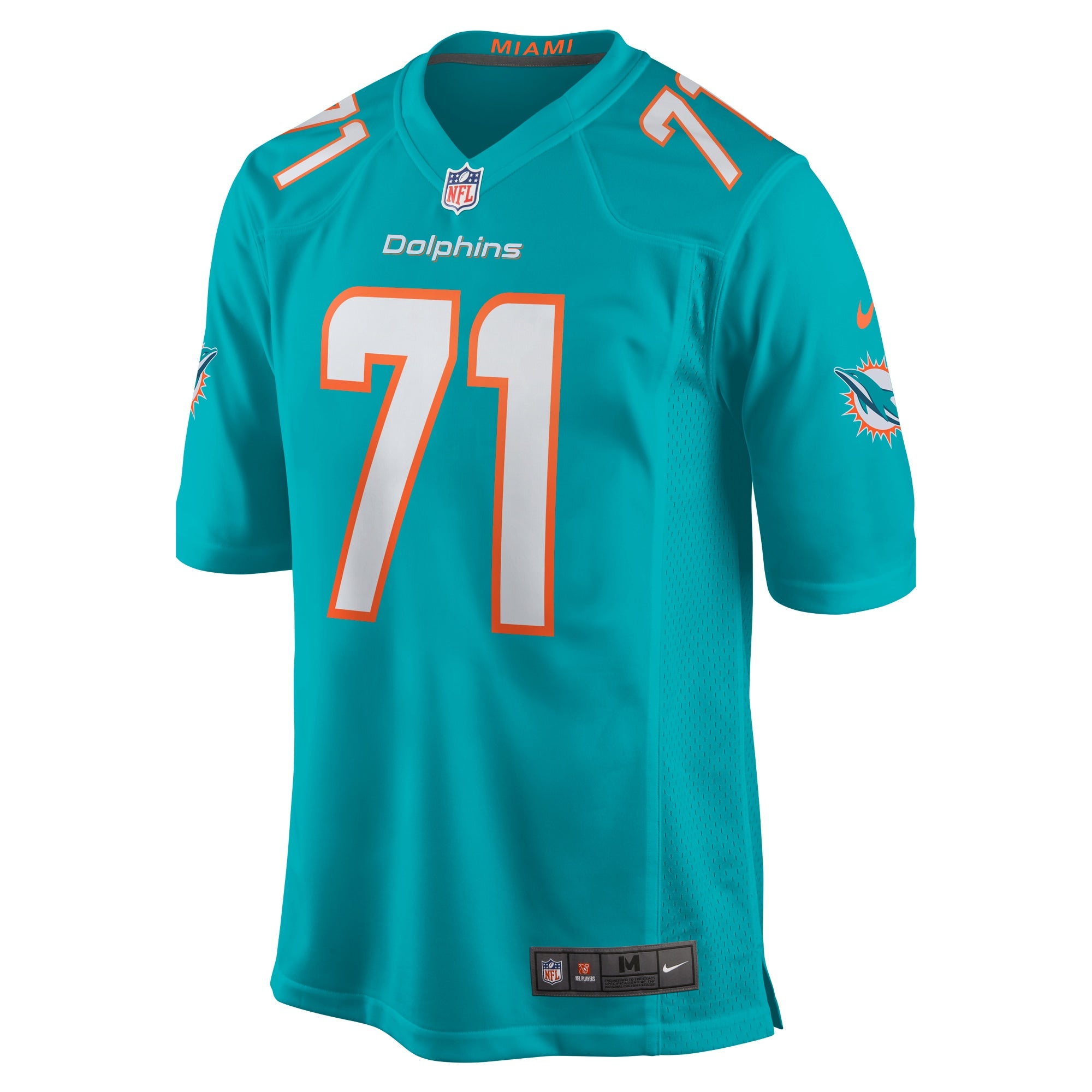 Brandon Shell Miami Dolphins Home Game Player Jersey - Aqua