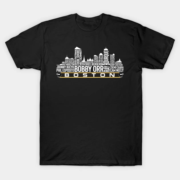 Boston Hockey Team All Time Legends, Boston City Skyline T-Shirt