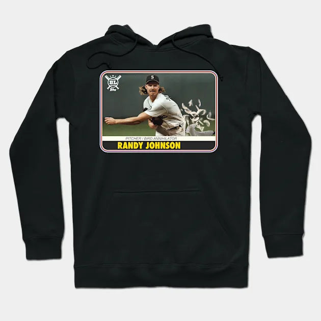 Randy Johnson Bird Annihilator Baseball Card Hoodie