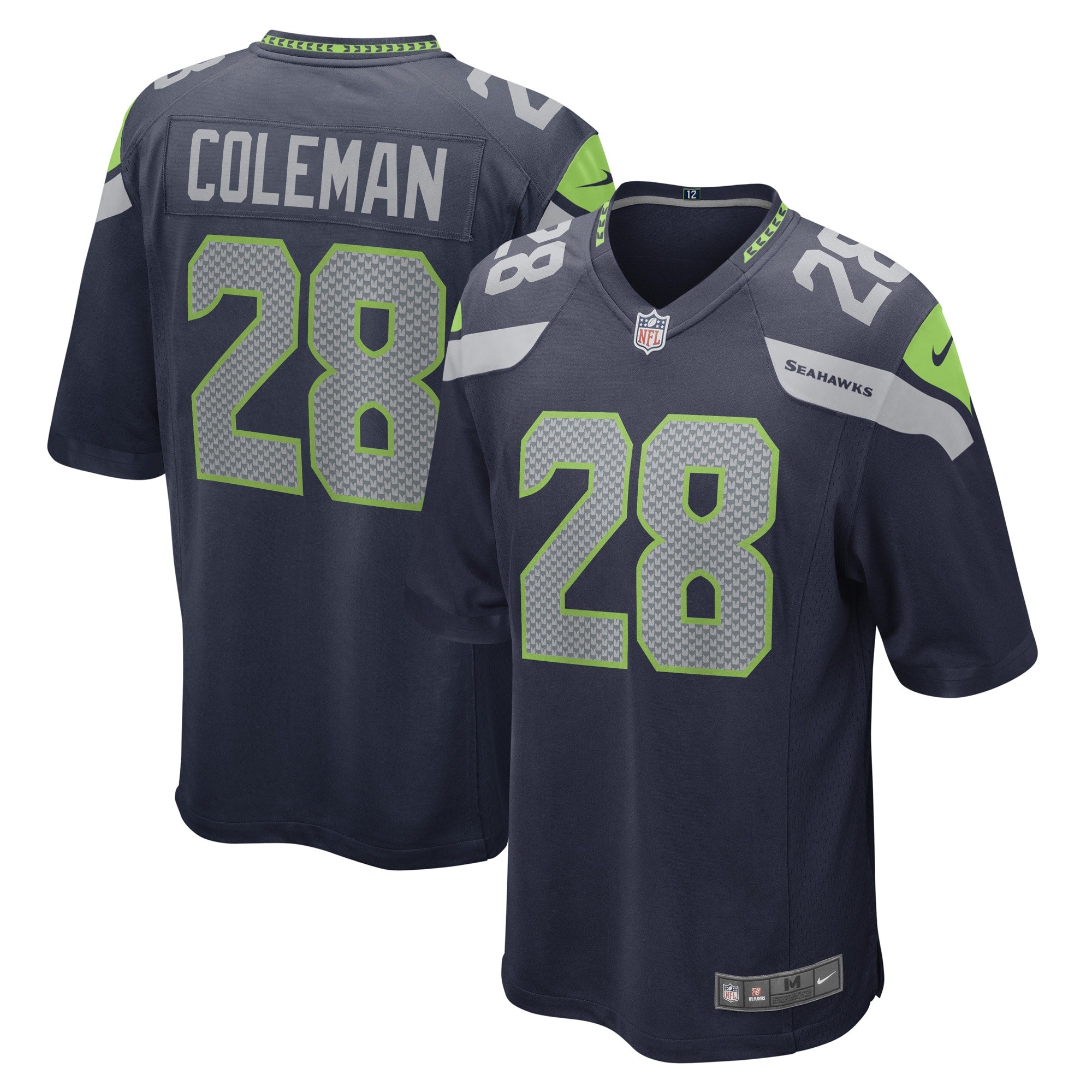 Justin Coleman Seattle Seahawks Game Player Jersey - College Navy