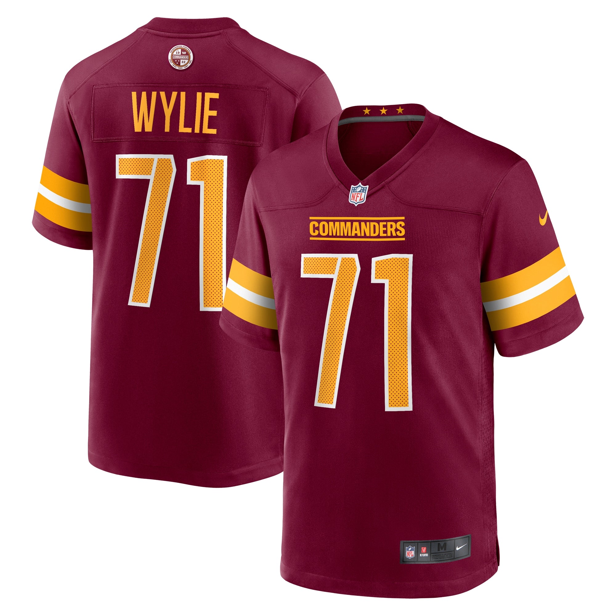 Andrew Wylie Washington Commanders Game Player Jersey - Burgundy