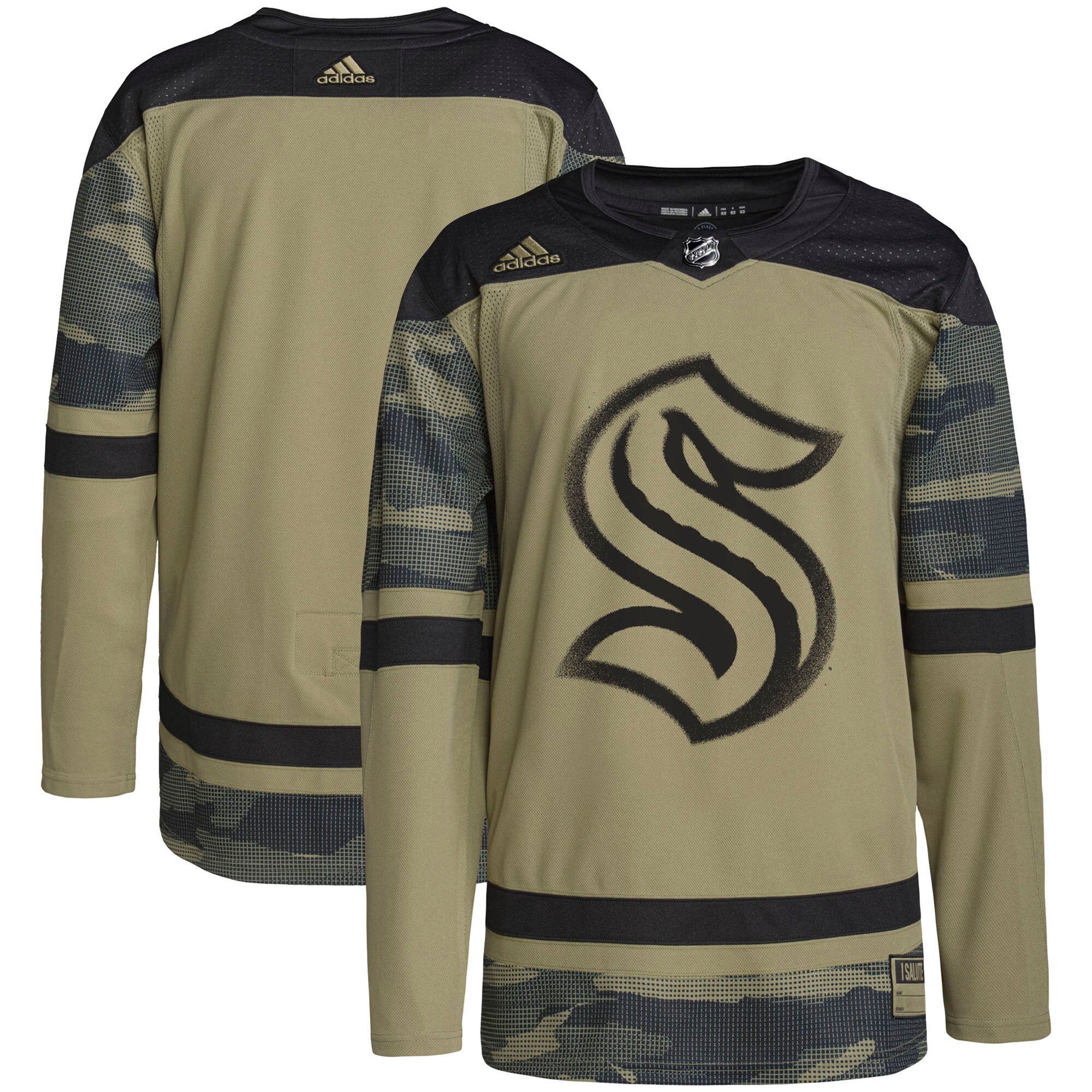Seattle Kraken Military Appreciation Team Authentic Practice Jersey - Camo