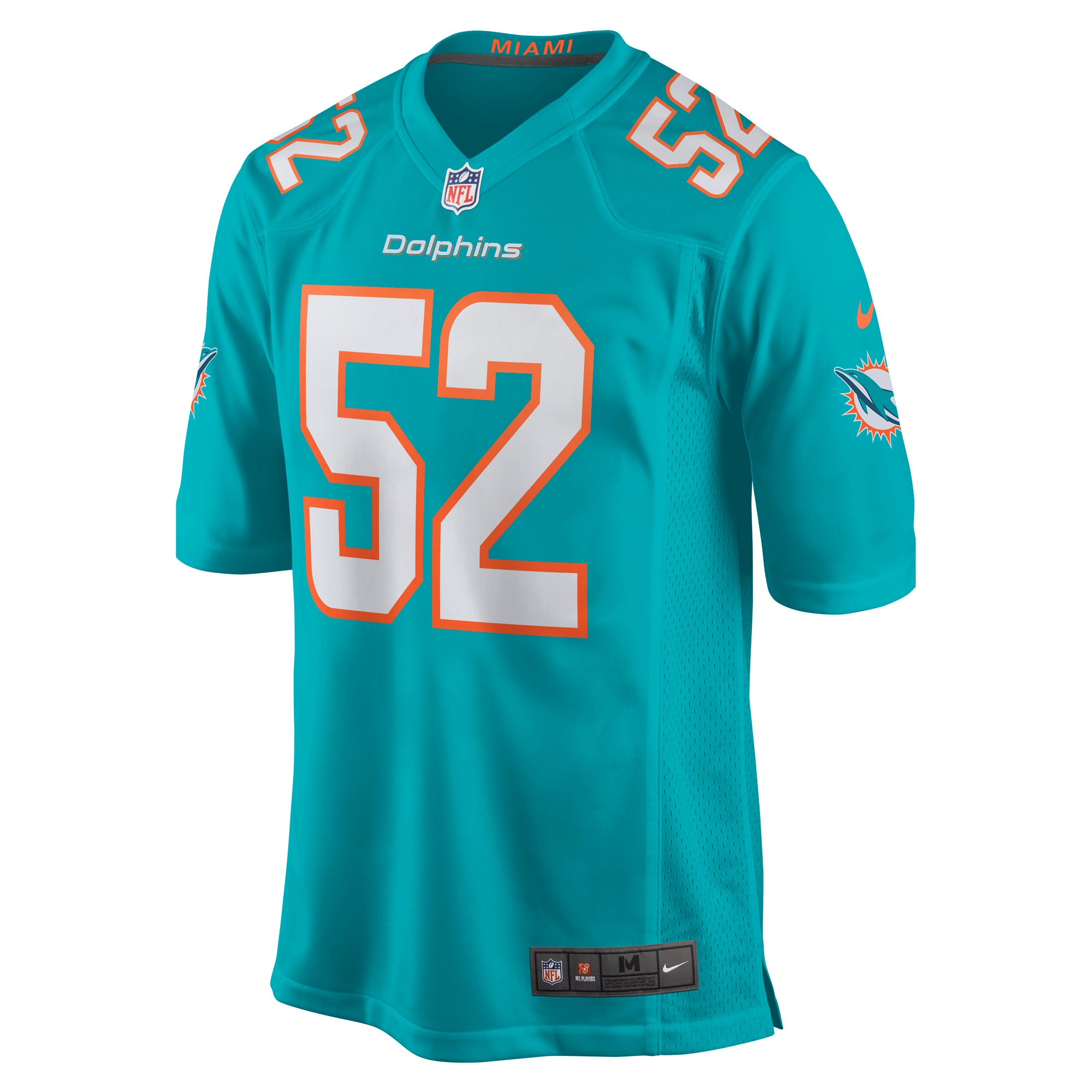 Elandon Roberts Miami Dolphins Game Player Jersey - Aqua