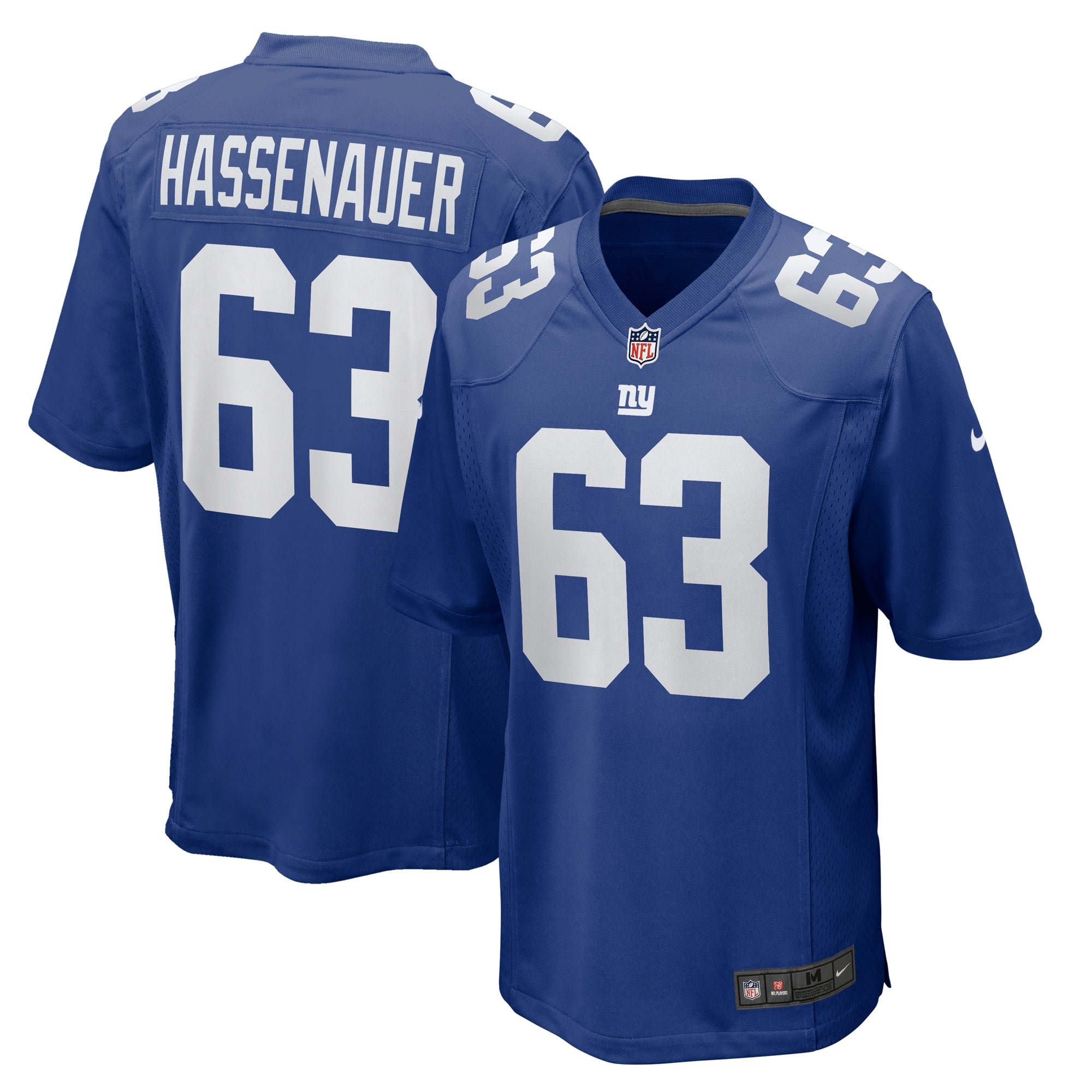 JC Hassenauer New York Giants Team Game Jersey - Royal