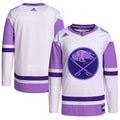 Buffalo Sabres Hockey Fights Cancer Primegreen Authentic Blank Practice Jersey - White/Purple