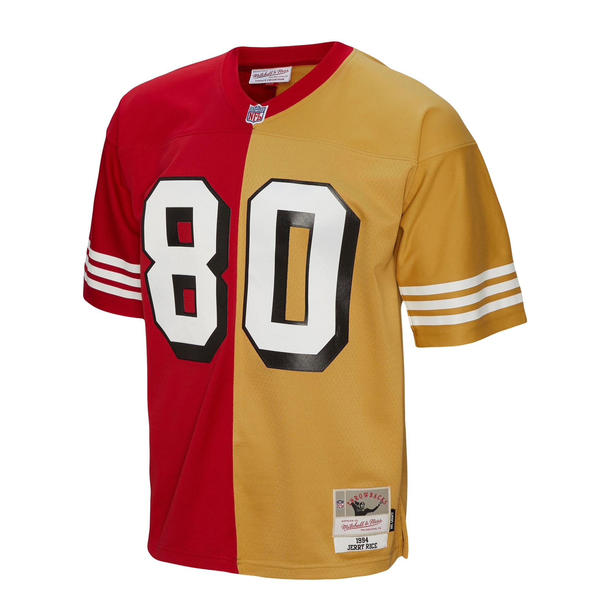 Jerry Rice San Francisco 49ers Mitchell & Ness 1994 Split Legacy Replica Jersey - Scarlet/Gold