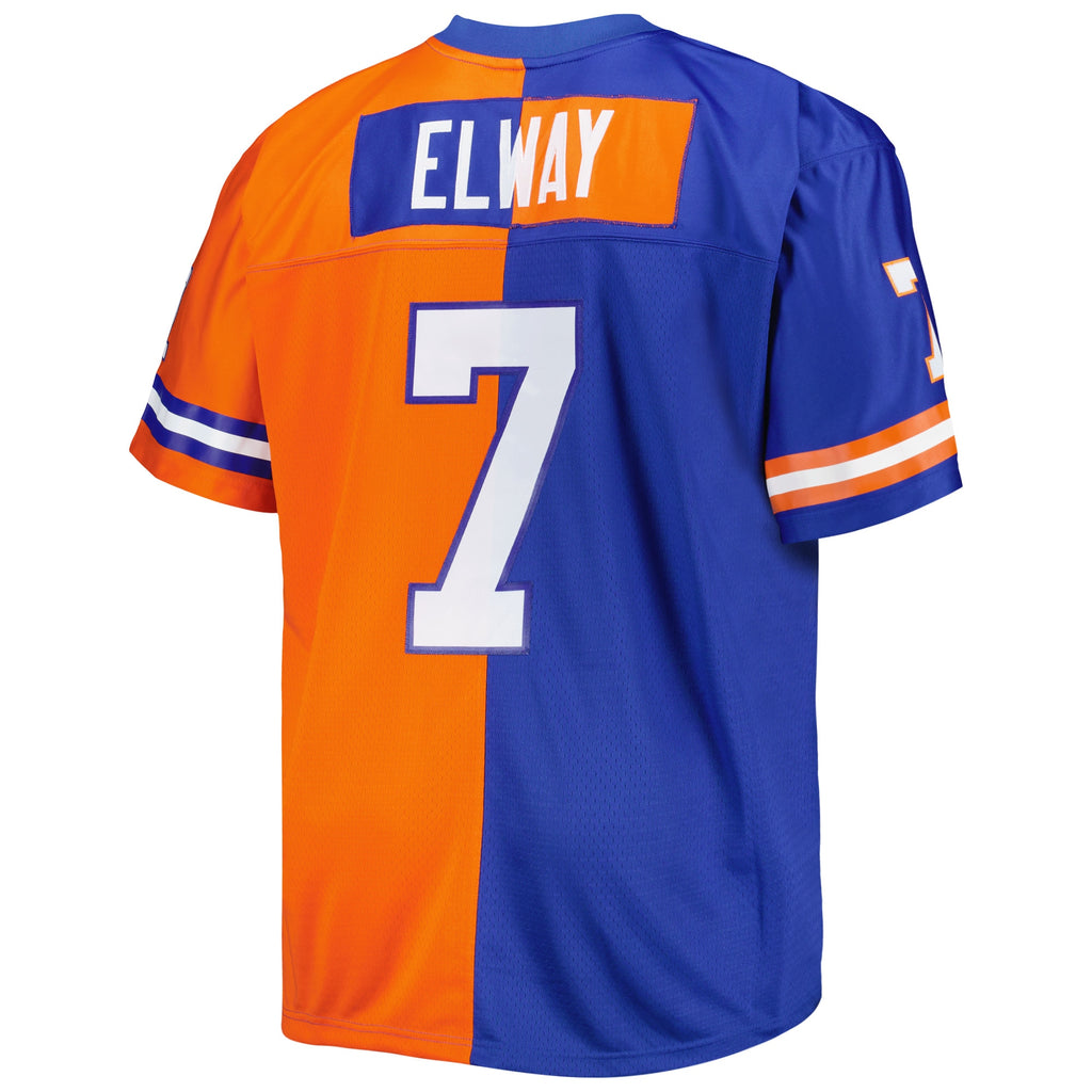 John Elway Denver Broncos Mitchell & Ness Big & Tall Split Legacy Retired Player Replica Jersey - Royal/Orange