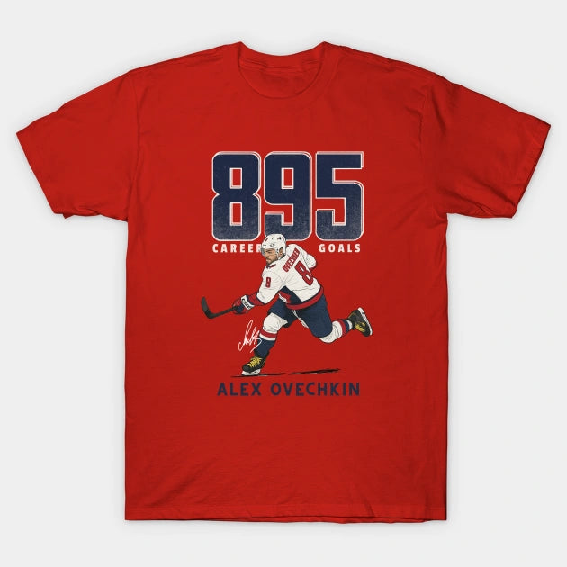 Alex Ovechkin #8 895 Goals Hockey Cartoon-Khao802 T-Shirt