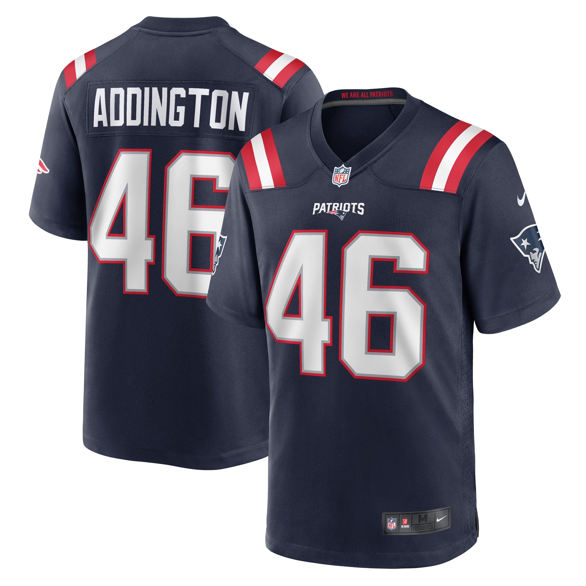 Tucker Addington New England Patriots Home Game Player Jersey - Navy
