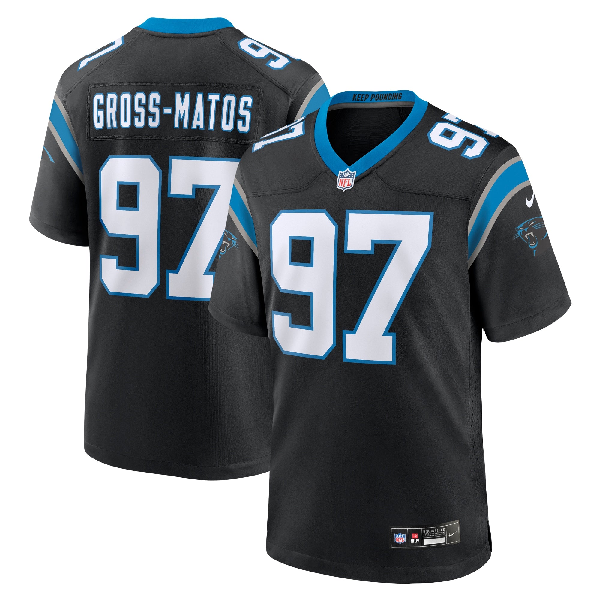 Yetur Gross-Matos Carolina Panthers Team Game Jersey - Black
