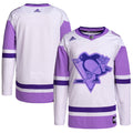 Pittsburgh Penguins Hockey Fights Cancer Primegreen Authentic Blank Practice Jersey - White/Purple