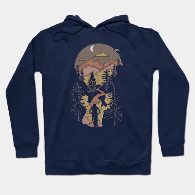 Mountain Biking Moon Bliss Trail Bike Rider Silhouette Browns Hoodie